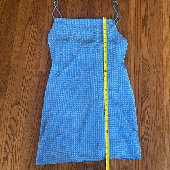 Alice + Olivia Harmony Drapey Mini Blue Slip Dress Size 12 - Picture 5 of 6